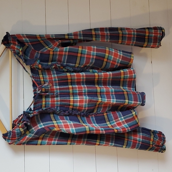 Free People: We The Free Plaid Baby Doll Pullover Blouse - Picture 4 of 4